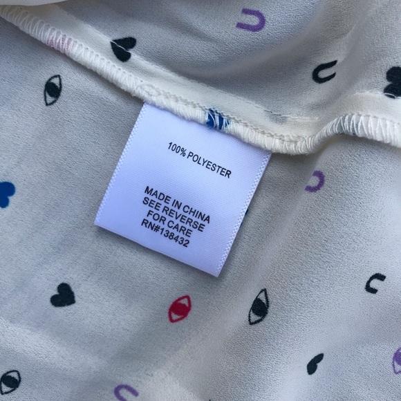 NWT ModCloth Eye Heart U You Pleasant Confidence Tie Neck Blouse Ivory I Love U - Picture 10 of 12